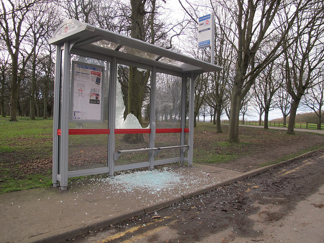 Temple Newsam - vandalised bus shelter