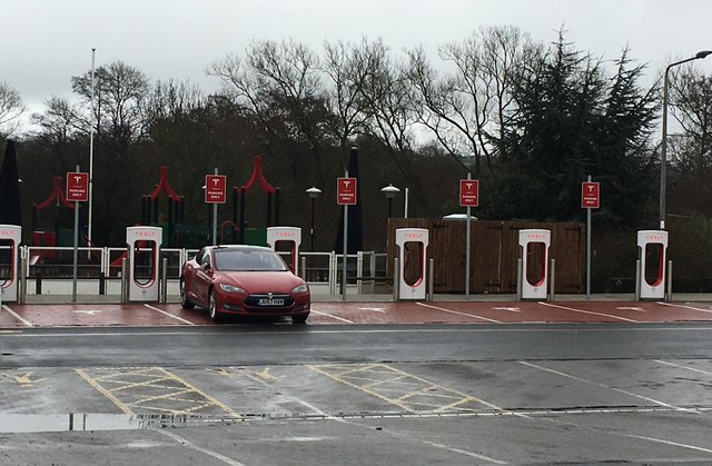 Electric vehicle charging points at Hopwood Park Services
