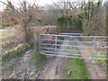 Footpath arrives at Slugwash Lane