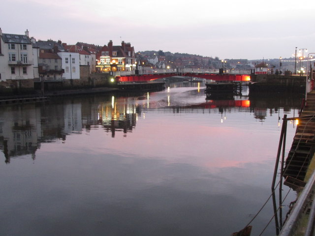 Whitby swing bridge on a February evening