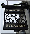 Sign for the Horseshoes public house, Chilvers Coton