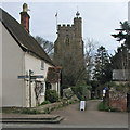 Hundon: signpost and church tower