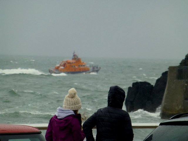 Watching the lifeboat, Portstewart