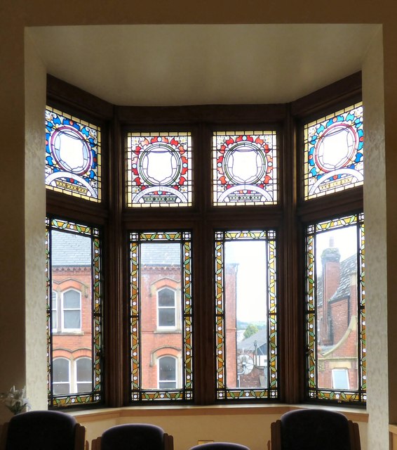 Windows in Hyde Town Hall.