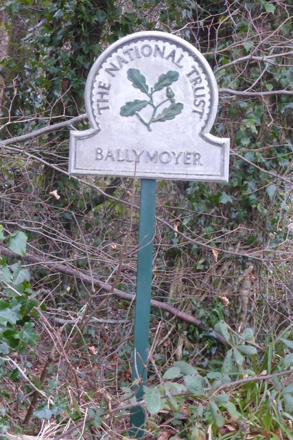 The National Trust Ballymoyer woodland car park sign