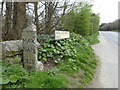 Milestone at the junction with the road to Budock Water