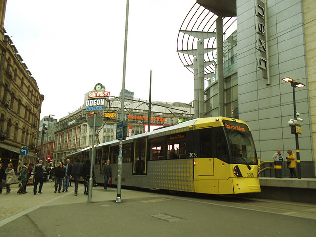 Tram at Exchange Square, Manchester