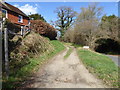 Footpath beside Blackbrook Lane passes Rock Cottage