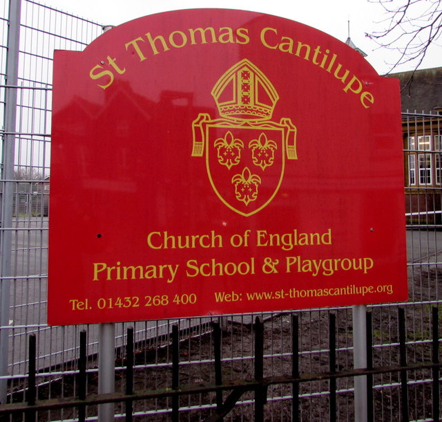 St Thomas Cantilupe school name board, Hereford