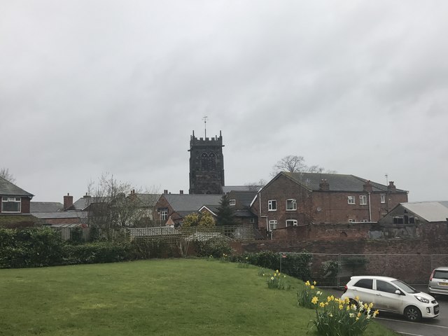 View to St Michael and All Angels, Middlewich, from behind the Library