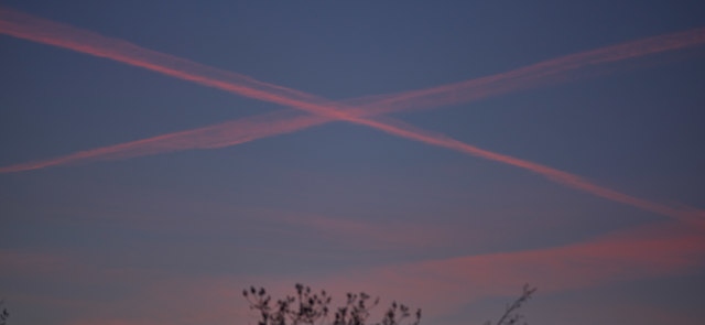 Contrails at sunset - Carlisle - March 2017