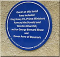 Famous people blue plaque on the Swan Hotel, Wells