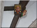 SZ2992 : Painted wooden roof boss, All Saints', Milford on Sea by David Smith
