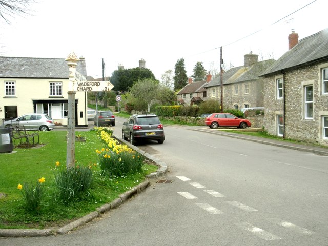 Combe St Nicholas by the village green