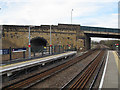 SE1628 : Low Moor station: Cleckheaton Road bridge by Stephen Craven