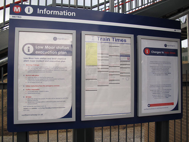 Low Moor station: information board