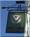 Sign for the Cricketers public house, Worcester