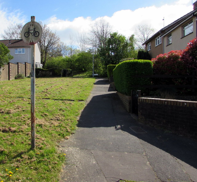 No Cycling sign facing Liswerry Drive, Llanyravon, Cwmbran