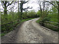 Bridleway bends at bridge