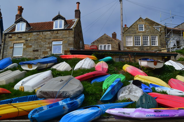 Dinghies and cottages, Runswick Bay