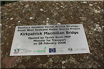 NX9774 : Kirkpatrick Macmillan Bridge Plaque by Billy McCrorie