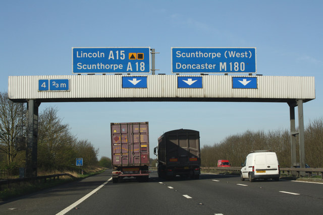 M180 Motorway towards Doncaster