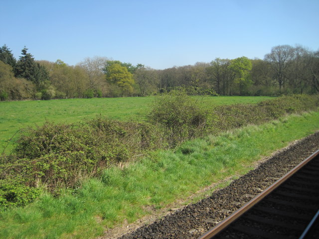 View from a Southampton-Salisbury train - Farmland near Awbridge