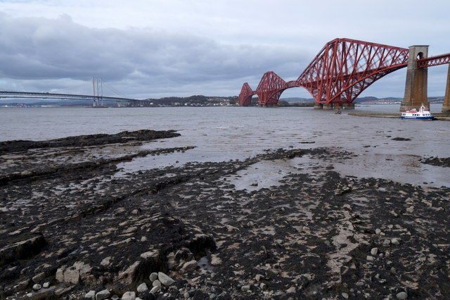 Queensferry beach and two bridges