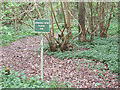 Sign beside a path in Arminghall Wood