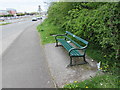 Green bench alongside Cowbridge Road, Bridgend