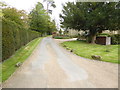 Drive at Stonelands looking towards junction where footpath tuns left