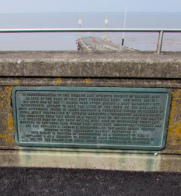 Commemorative plaque on the sea wall,  Burnham-on-Sea