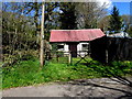 Outhouse with a corrugated metal roof, Cynghordy, Carmarthenshire