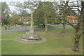 View of the war memorial on The Green from the upper deck of the Routemaster bus