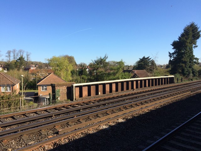 View from a Basingstoke-Southampton train - Crossing the B3400 at Worting