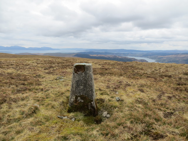 Trig point on Beinn Bhreac above Colintraive 507m
