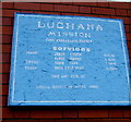 Information board on the wall of Luchana Mission Free Evangelical Church, Barry