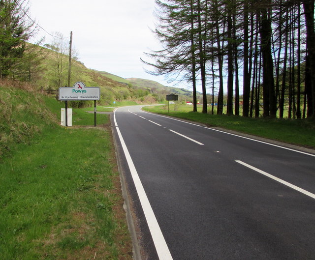 A483 in northern Carmarthenshire approaches Powys