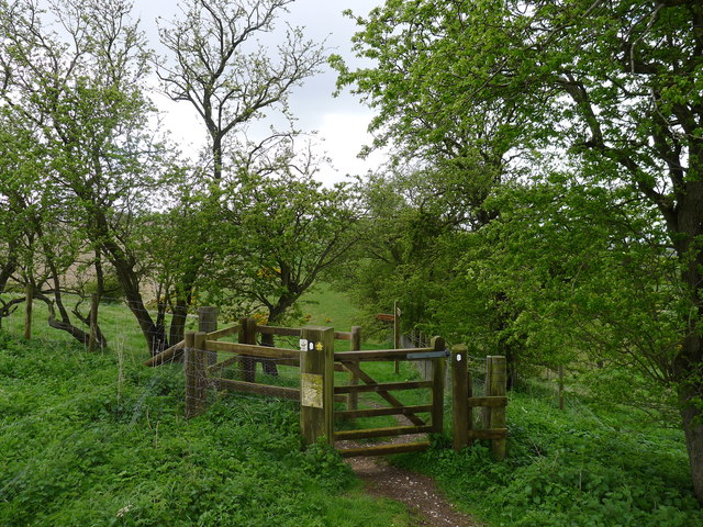 The Yorkshire Wolds Way, Cleveland Way and Minster Way at the northern entrance to Sylvan Dale