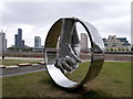 TQ3078 : Lorenzo Quinn sculpture "Love", Riverside Walk Gardens, Millbank by PAUL FARMER