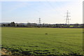 Field of turf with pylon line at Fulwood