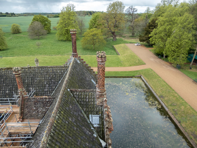 Looking down from Oxburgh Hall, Norfolk