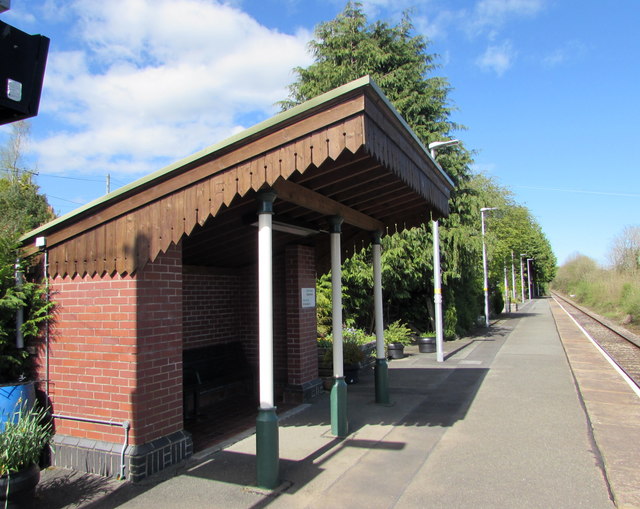 Shelter on Llangammarch Wells railway station in Powys