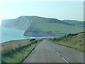 Military Road A3055 descent into Freshwater Bay