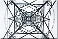 Looking up at a pylon from a path next to the A406 #2