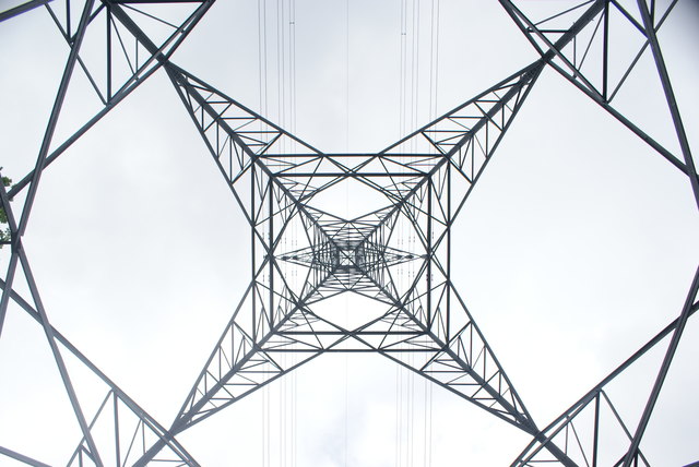 Looking up at a pylon from the path leading to Exeter Gardens in Wanstead Park #2