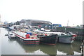 View of boats moored on the Roding at Town Quay