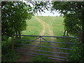 SP1568 : Gated farm track off Liveridge Hill by JThomas