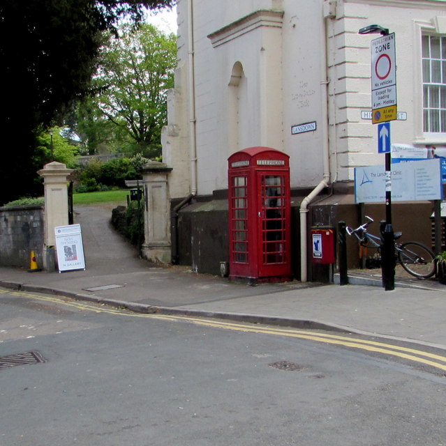 Grade II listed red phonebox in Stroud town centre