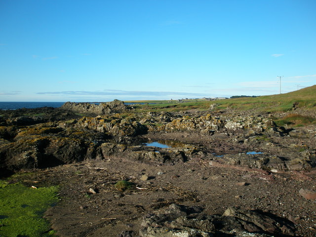 Wave-cut platform and raised beach at Scurdie Ness